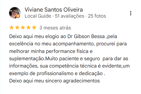 Depoimento Google Dr. Gibson Bessa em Campinas
